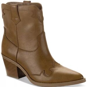 NWB Sun +‎ Stone Women's Brennaa Western Stitching Cowboy Booties Brwon Size 9.5